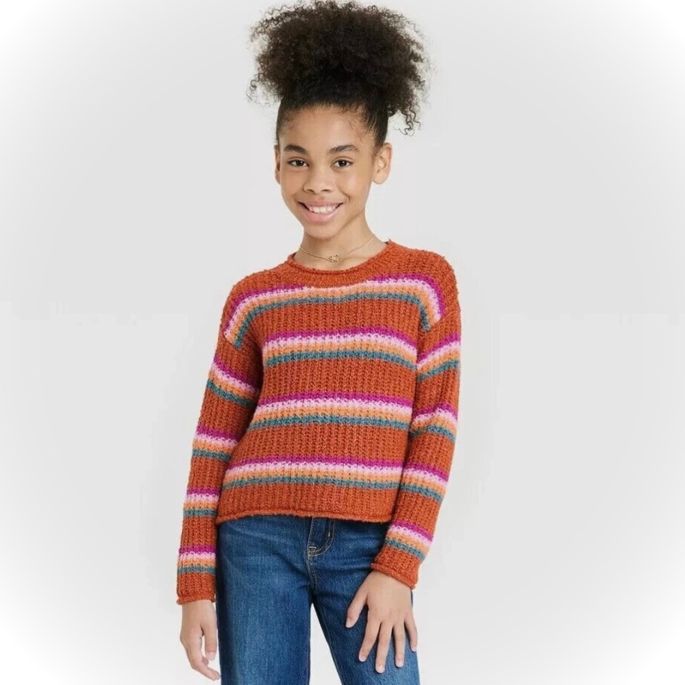 Girls XL 14/16 Cat & Jack Multicolor Striped Sweater